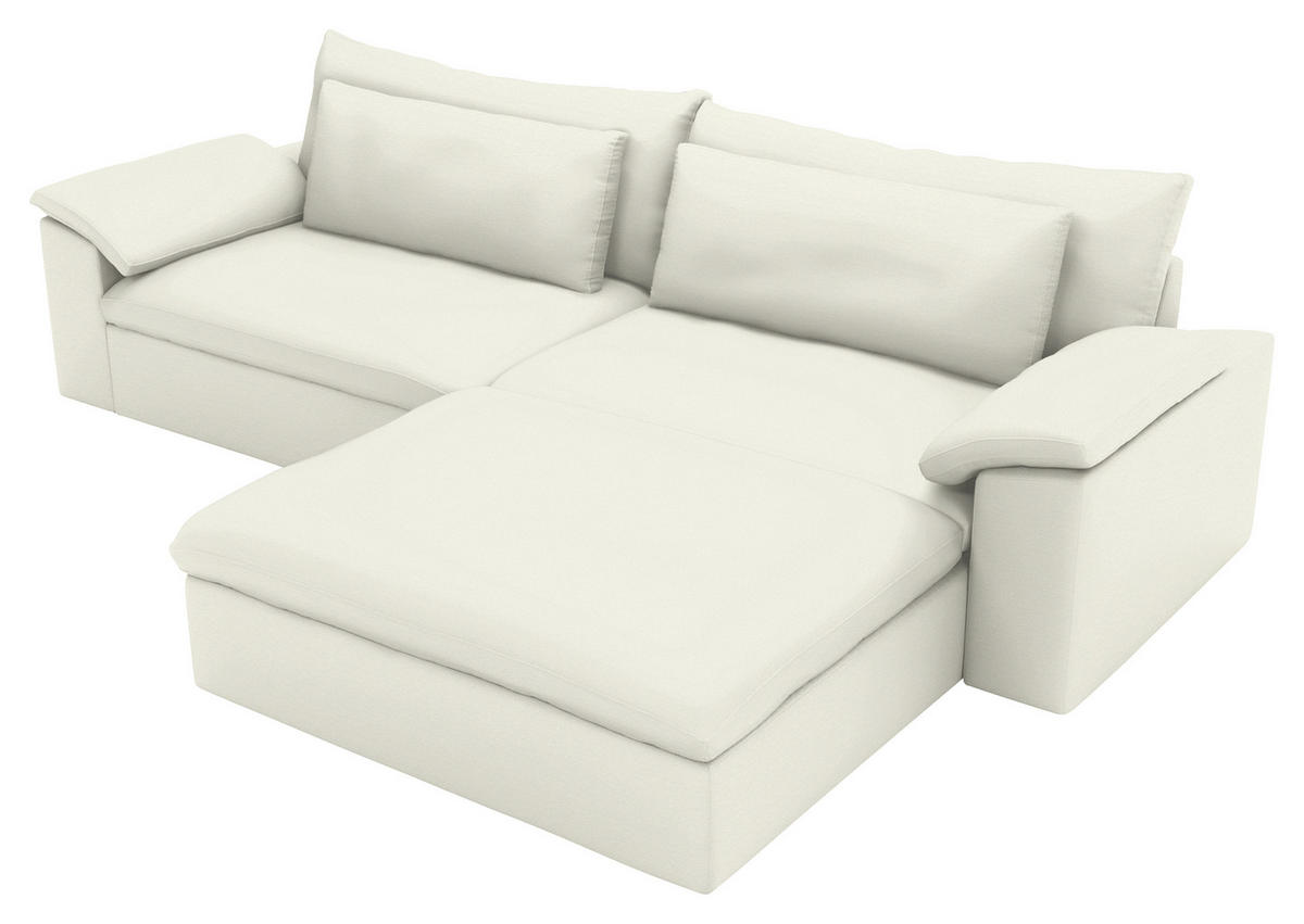 ECKSOFA  Chenille Creme  - Creme/Schwarz, Modern, Kunststoff/Textil (306/198cm) - Carryhome