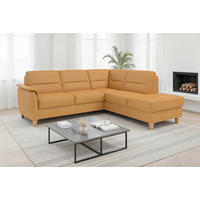 ROHOVÁ SEDAČKA, koža, kari žltá - farba duba/kari žltá, Basics, koža/drevo (236/212cm) - Sit & More