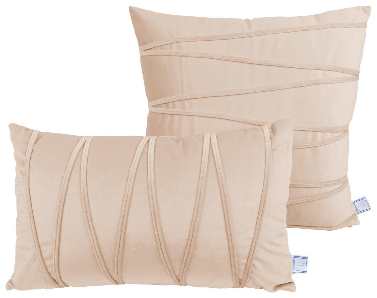 ZIERKISSENSET 2-teilig 30x45/50x45 cm  - Champagner, KONVENTIONELL, Textil (30x45/50x45cm)