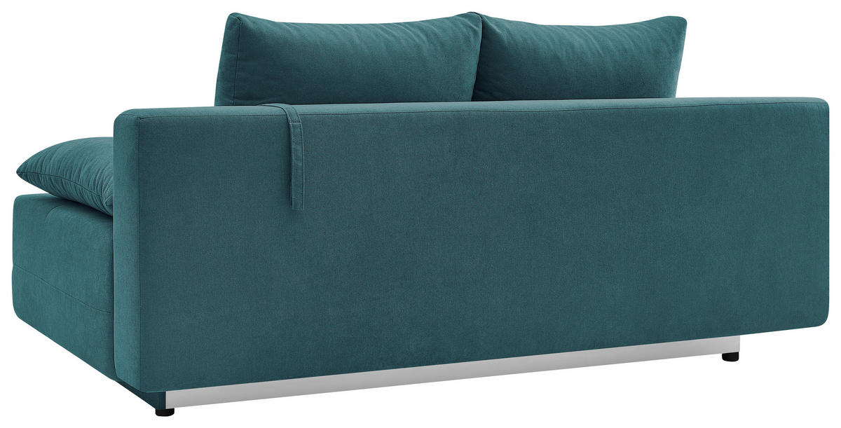 SCHLAFSOFA LUMOS Samt Petrol  inkl. Rückenkissen, Armlehnenkissen, Schlaffunktion, Rücken echt, Stauraum  - Petrol/Naturfarben, Design, Textil (206/96/96cm) - P & B