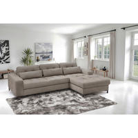 ECKSOFA in Struktur Hellbraun  255/176 cm  - Hellbraun/Schwarz, Design, Textil/Metall (255/176cm) - Livetastic