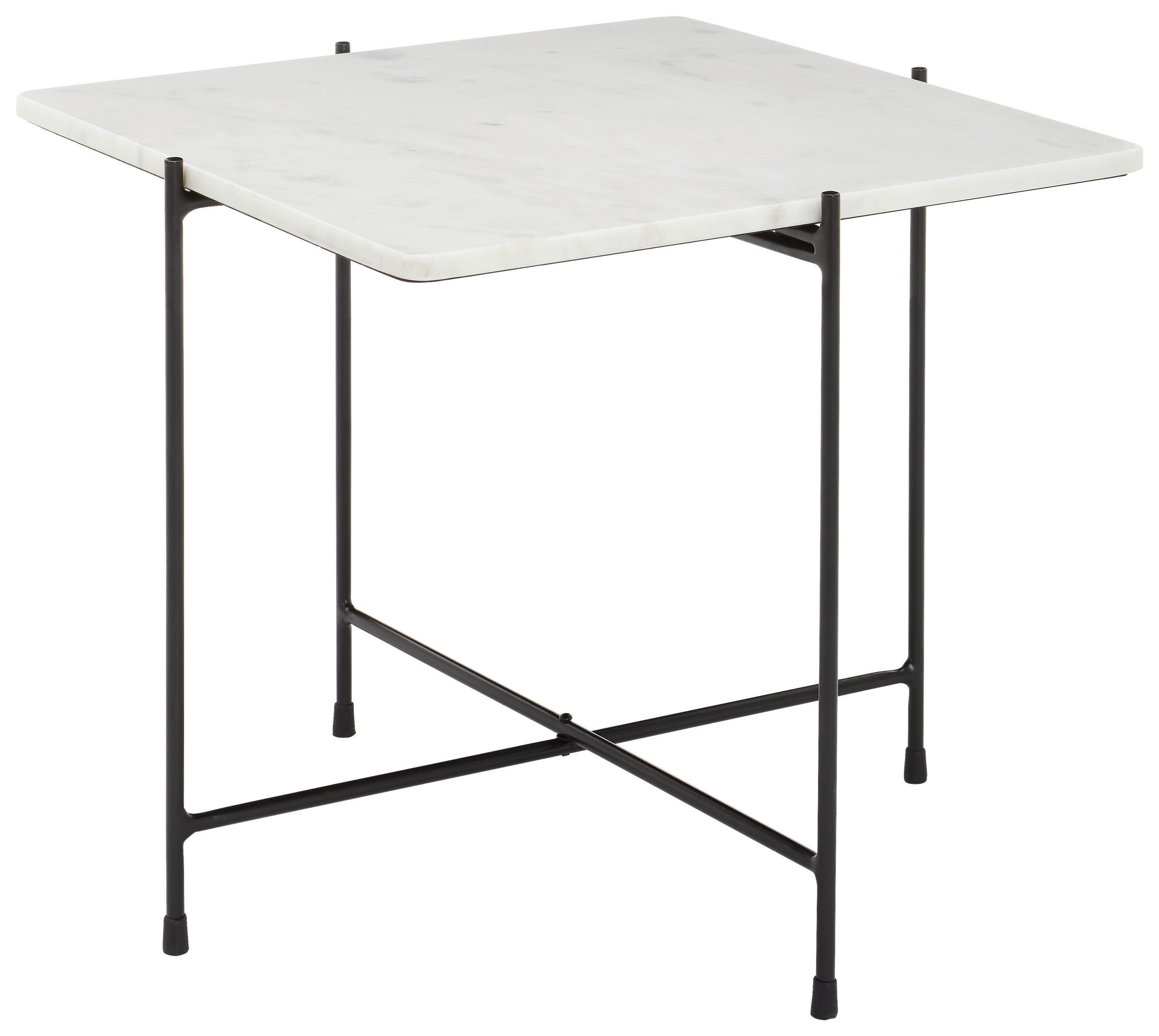 KONFERENČNÍ STOLEK, černá, bílá, kov, kámen, 50/50/45 cm - bílá/černá, Design, kov/kámen (50/50/45cm) - Livetastic