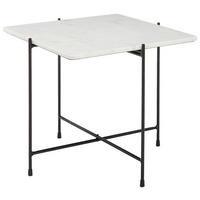 COUCHTISCH 50/50/45 cm quadratisch Weiß, Schwarz  - Schwarz/Weiß, Design, Stein/Metall (50/50/45cm) - Livetastic