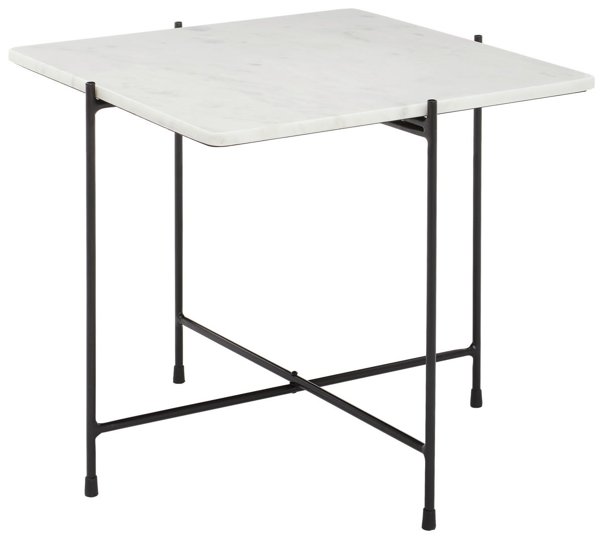 COUCHTISCH 50/50/45 cm quadratisch Weiß, Schwarz  - Schwarz/Weiß, Design, Stein/Metall (50/50/45cm) - Livetastic
