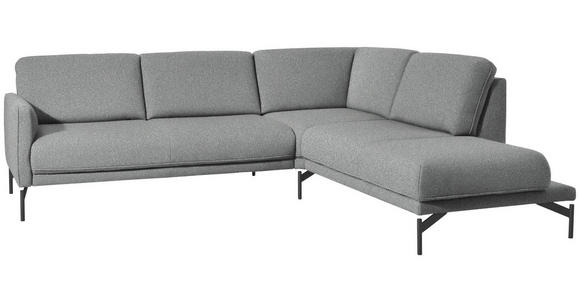 ECKSOFA in Flachgewebe, Struktur Hellgrau  - Anthrazit/Hellgrau, Design, Textil/Metall (254/230cm) - Ambiente