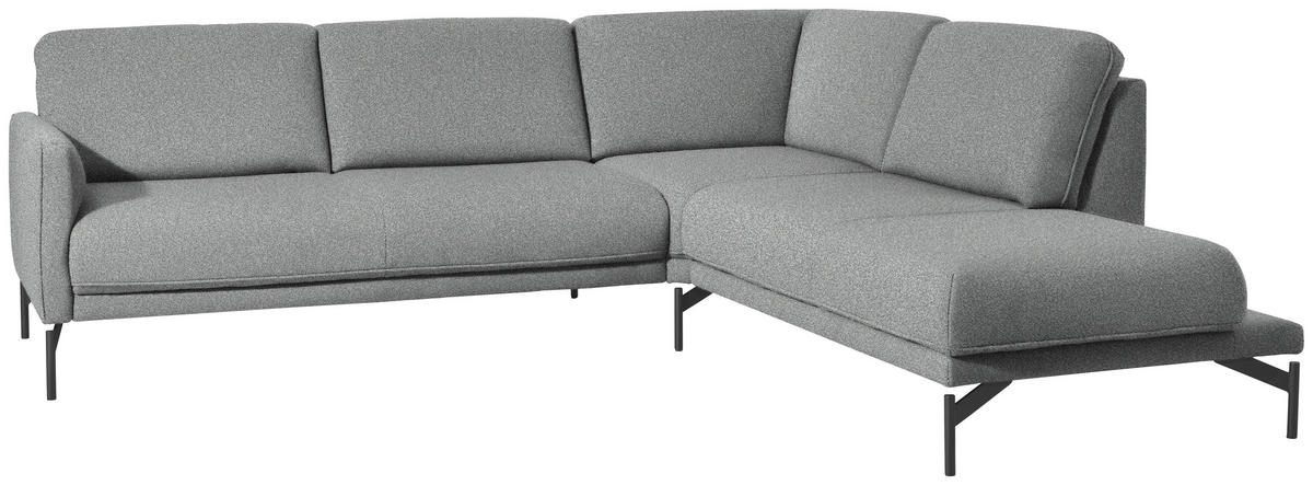 ECKSOFA in Flachgewebe, Struktur Hellgrau  254/230 cm  - Anthrazit/Hellgrau, Design, Textil/Metall (254/230cm) - Johann Jakob