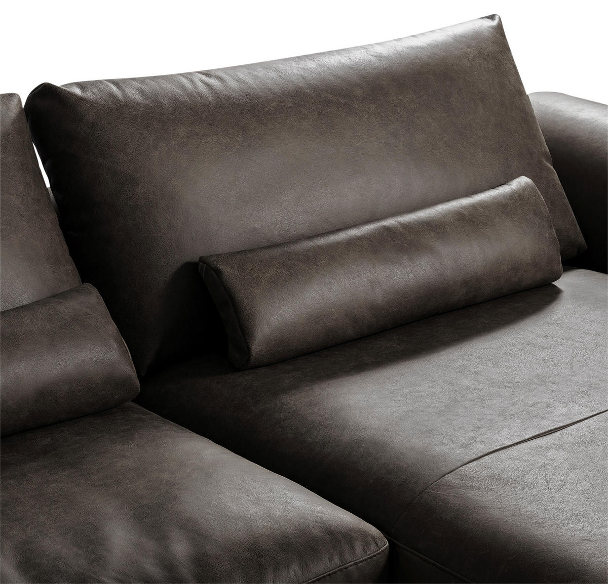 ECKSOFA in Echtleder Fango  - Fango/Schwarz, Design, Leder/Metall (313/172cm) - Livetastic