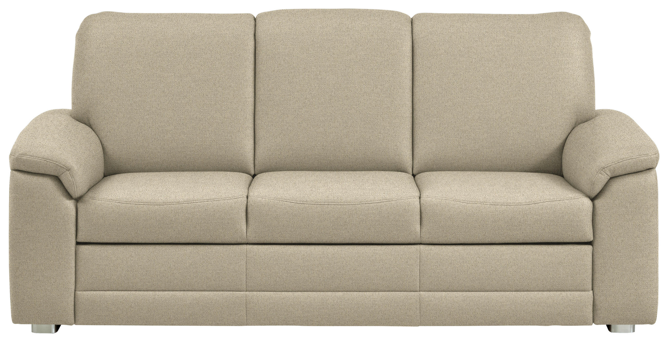 3-SITZER-SOFA Chenille Sandfarben  - Sandfarben/Alufarben, Konventionell, Textil/Metall (208/96/89cm) - Beldomo Comfort