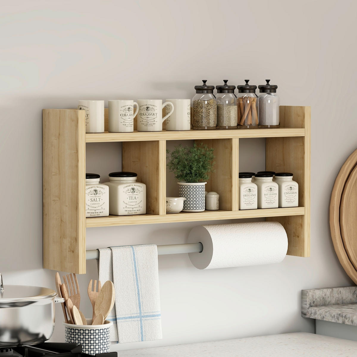 KÖKSHYLLA 64/35/15 cm  i ekfärgad  - ekfärgad, Design, trämaterial (64/35/15cm) - Livetastic