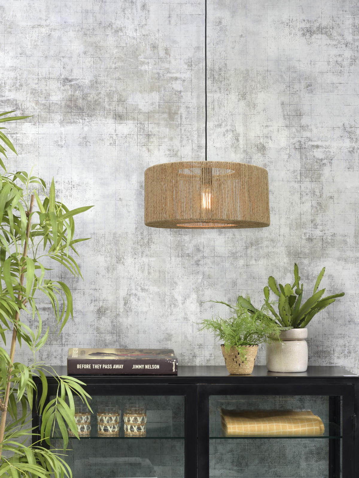 HÄNGLAMPA GOOD&MOJO 52/35 cm  - ljusbrun/svart, Natur, plast/naturmaterial (52/35cm) - Good & Mojo