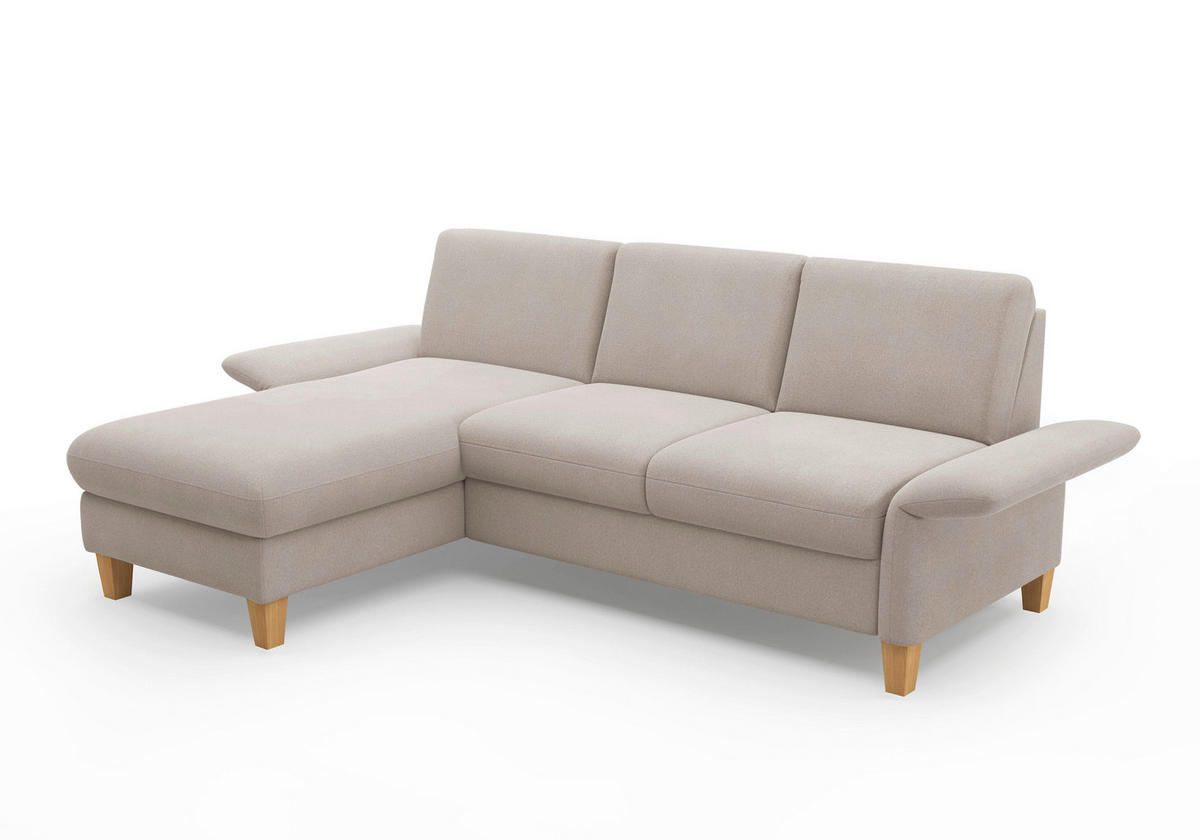 ECKSOFA ROCHELLE E Greige Flachgewebe  - Greige/Eichefarben, KONVENTIONELL, Holz/Textil (164/251cm) - Sit & More