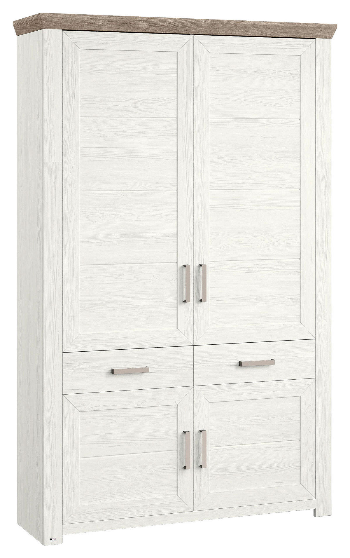 REGAL Weiß, Eichefarben  - Eichefarben/Weiß, Design, Holzwerkstoff/Metall (129,3/206,6/42,2cm) - SetOne by Musterring