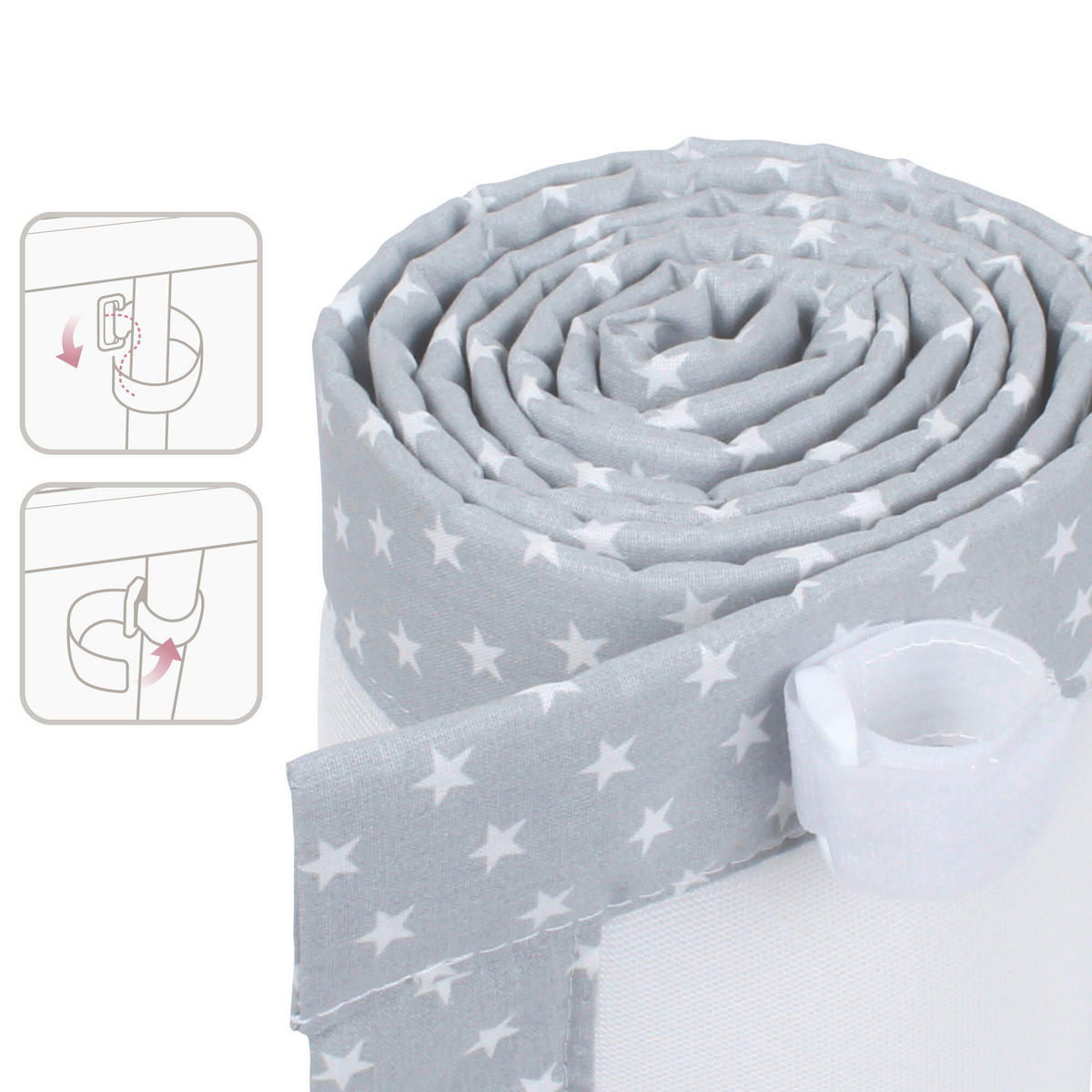 NESTCHEN babybay Nestchen 3D Mesh  - Hellgrau, Basics, Naturmaterialien (168/24/2cm) - Tobi
