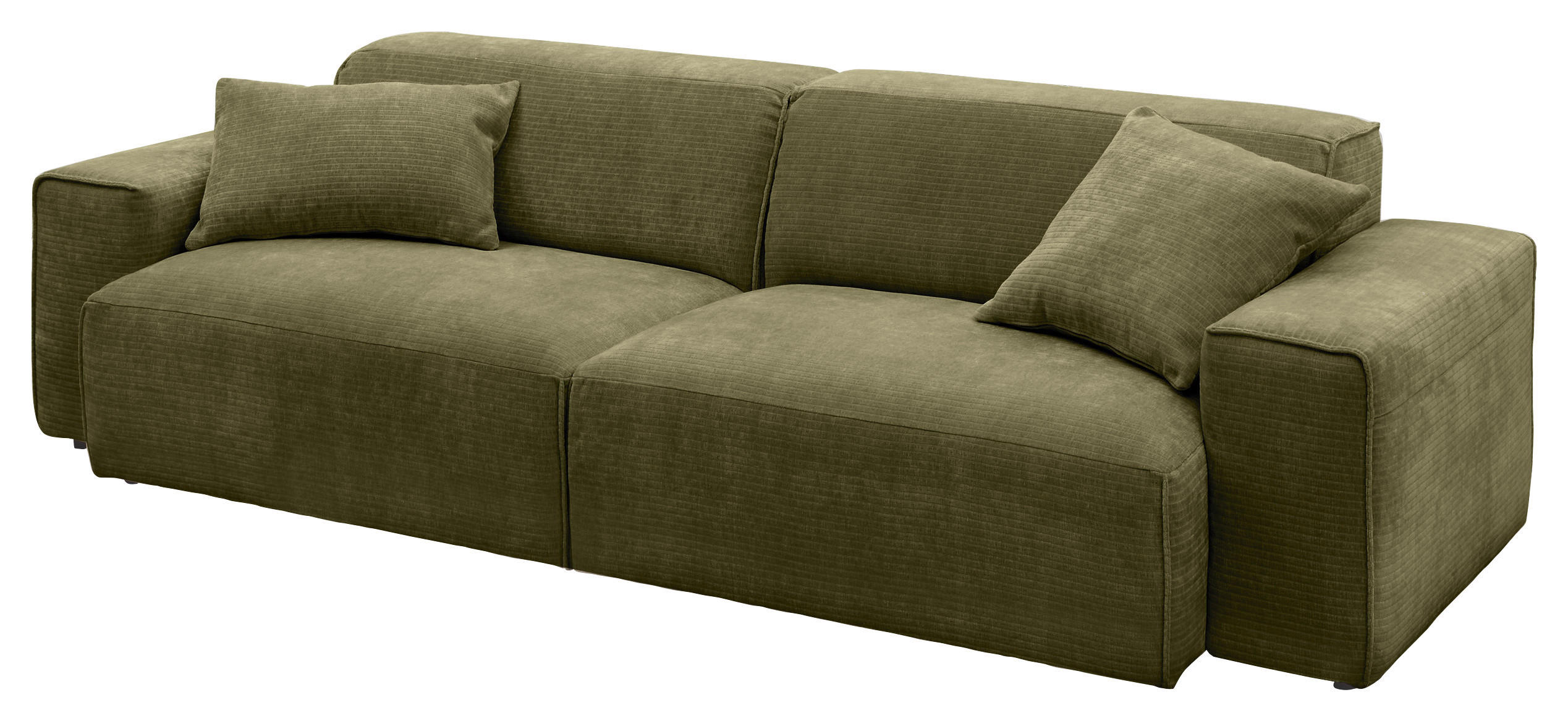 BIGSOFA Chenille Olivgrün  - Schwarz/Olivgrün, Design, Kunststoff/Textil (238/71/101cm) - Pure Home Lifestyle