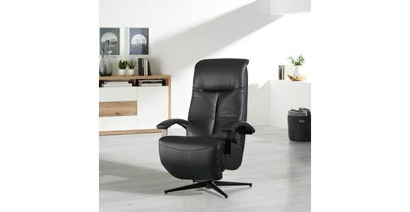 RELAXSESSEL in Metall, Textil, Leder Schwarz, Alufarben - Schwarz/Alufarben, Design, Leder/Textil (68/114/86cm) - Cantus