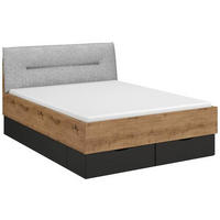 BETT 140/200 cm  in Graphitfarben, Grau, Eiche Artisan   - Graphitfarben/Eiche Artisan, Trend, Holzwerkstoff/Textil (140/200cm) - Stylife