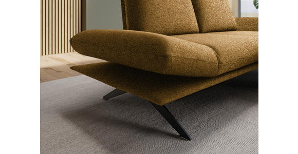ECKSOFA  in Flachgewebe Currygelb Rücken echt, Armteilverstellung, Drehsitzfunktion  234/155 cm  - Currygelb/Schwarz, Design, Textil/Metall (234/155cm) - Dieter Knoll