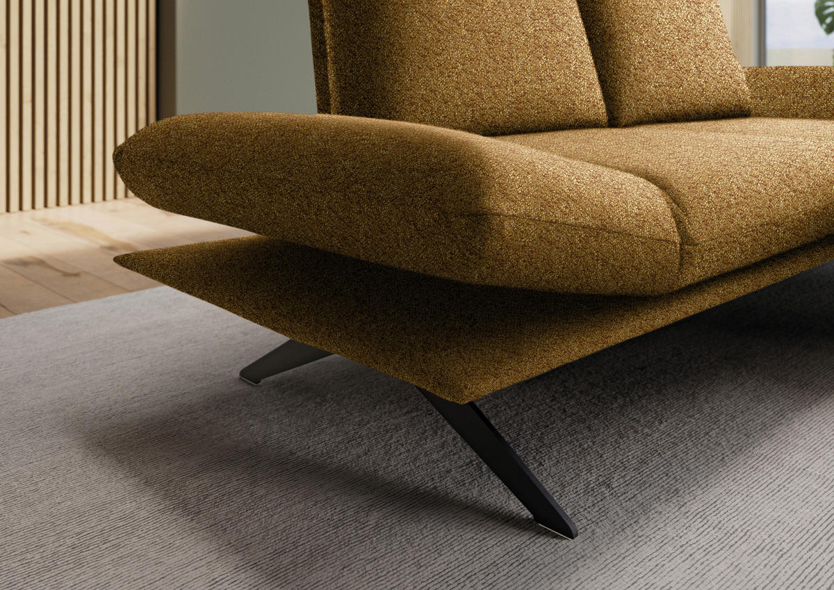ECKSOFA  in Flachgewebe Currygelb  234/155 cm  - Currygelb/Schwarz, Design, Textil/Metall (234/155cm) - Dieter Knoll