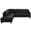 ECKSOFA in Echtleder Schwarz  - Eichefarben/Schwarz, Design, Leder/Holz (235/259cm) - Valdera