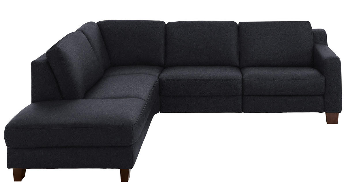 ECKSOFA Echtleder Schwarz  - Eichefarben/Schwarz, Design, Leder/Holz (235/259cm) - Valdera
