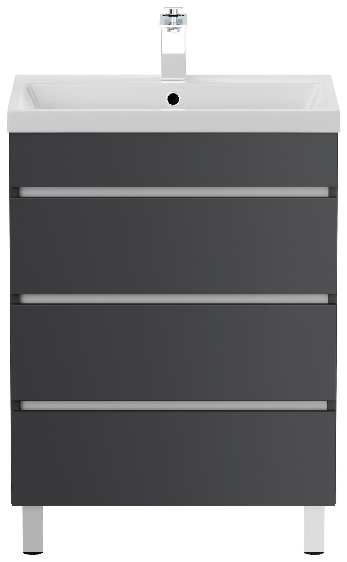 WASCHTISCHKOMBI 60 cm  - Graphitfarben/Weiß, Basics, Holzwerkstoff/Stein (60cm) - MID.YOU