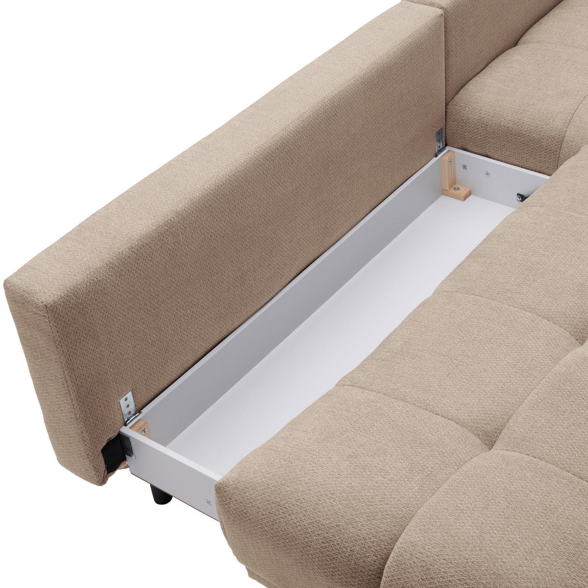 ECKSOFA Beige Chenille  - Beige/Schwarz, MODERN, Textil/Metall (290/182cm) - Hom`in