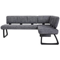 ECKBANK 208/155 cm Flachgewebe Dunkelgrau Eiche massiv   - Dunkelgrau/Schwarz, KONVENTIONELL, Holz/Textil (208/155cm) - Venda