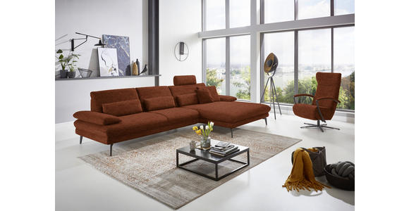 ECKSOFA in Velours Kupferfarben 310/180 cm - Schwarz/Kupferfarben, Design, Textil/Metall (310/180cm) - Dieter Knoll
