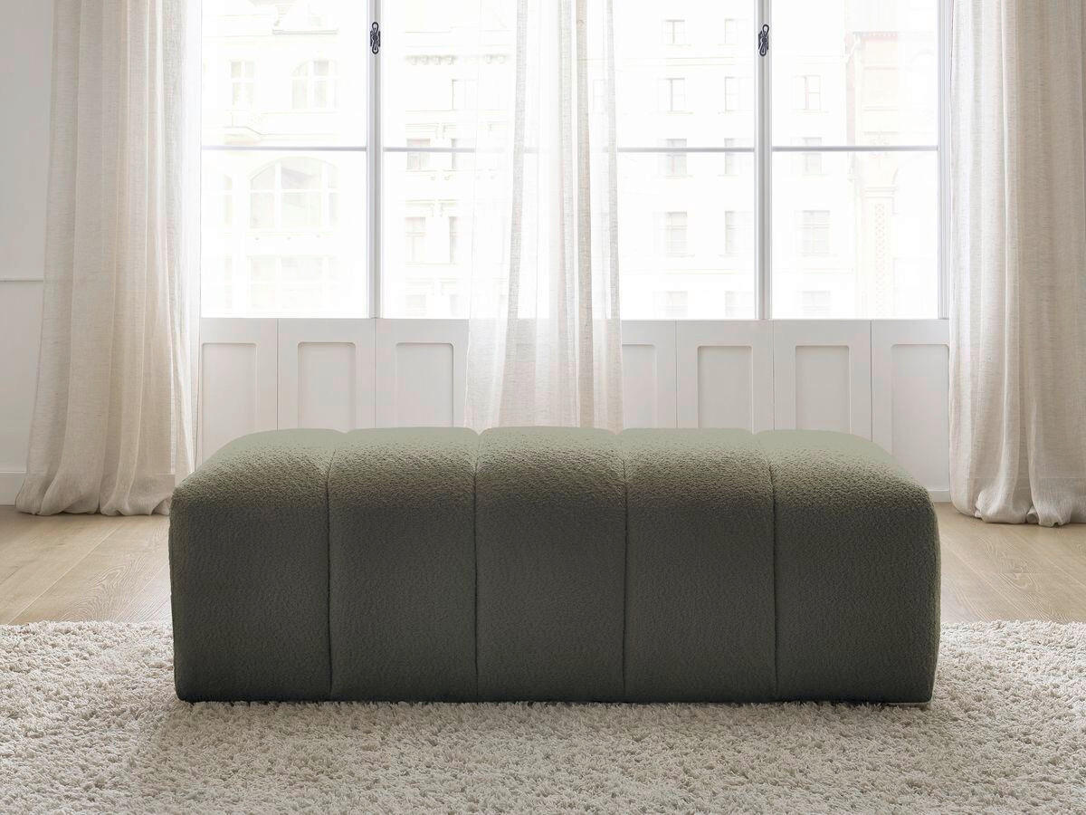 HOCKER ANNECY Bouclé Grün  - Schwarz/Grün, MODERN, Kunststoff/Textil (146/45/68cm)