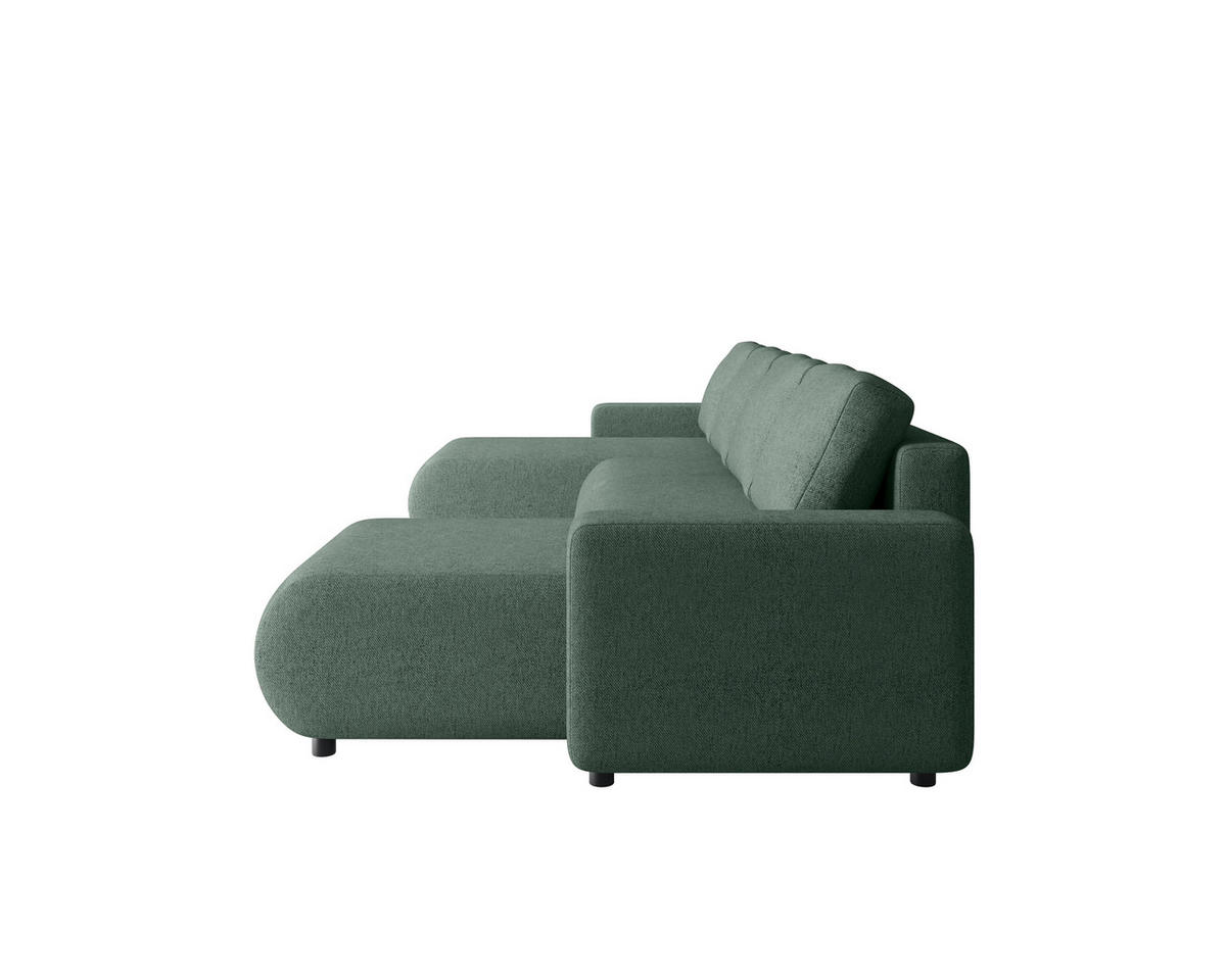 WOHNLANDSCHAFT Grün Webstoff  - Schwarz/Grün, MODERN, Kunststoff/Textil (150/312/150cm) - Xora