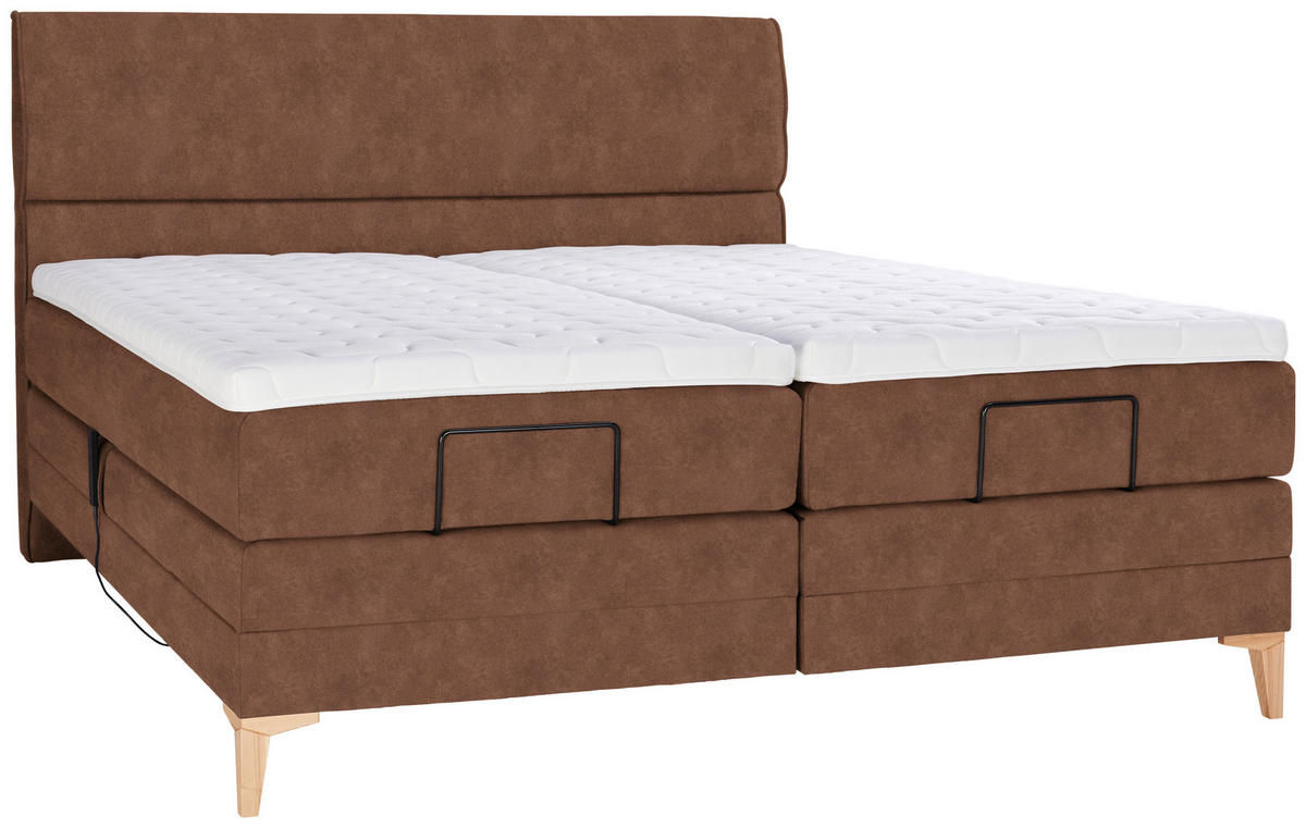 BOXSPRINGBETT 180/200 cm  in Cognac  - Eichefarben/Cognac, Konventionell, Holz/Textil (180/200cm) - Voleo