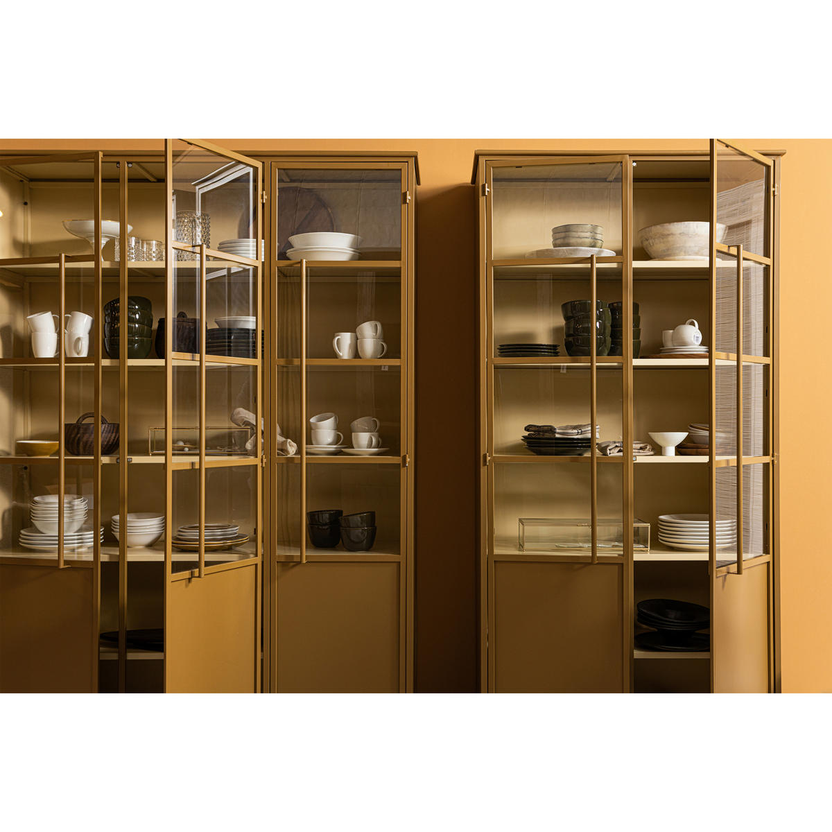 VITRINE  in Honig  - Honig, Design, Glas/Metall (96/200/40cm) - Livetastic