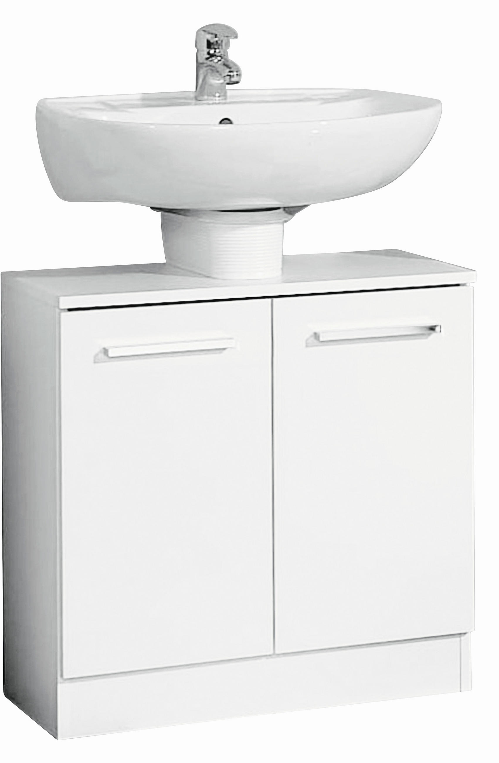 MASCĂ PENTRU LAVOAR 60/62/33 cm  - alb/culoare crom, Konventionell, material pe bază de lemn (60/62/33cm) - Xora
