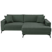 ECKSOFA TED Dunkelgrün Cord Zierkissen  - Dunkelgrün/Schwarz, Trend, Textil/Metall (228/174cm) - P & B