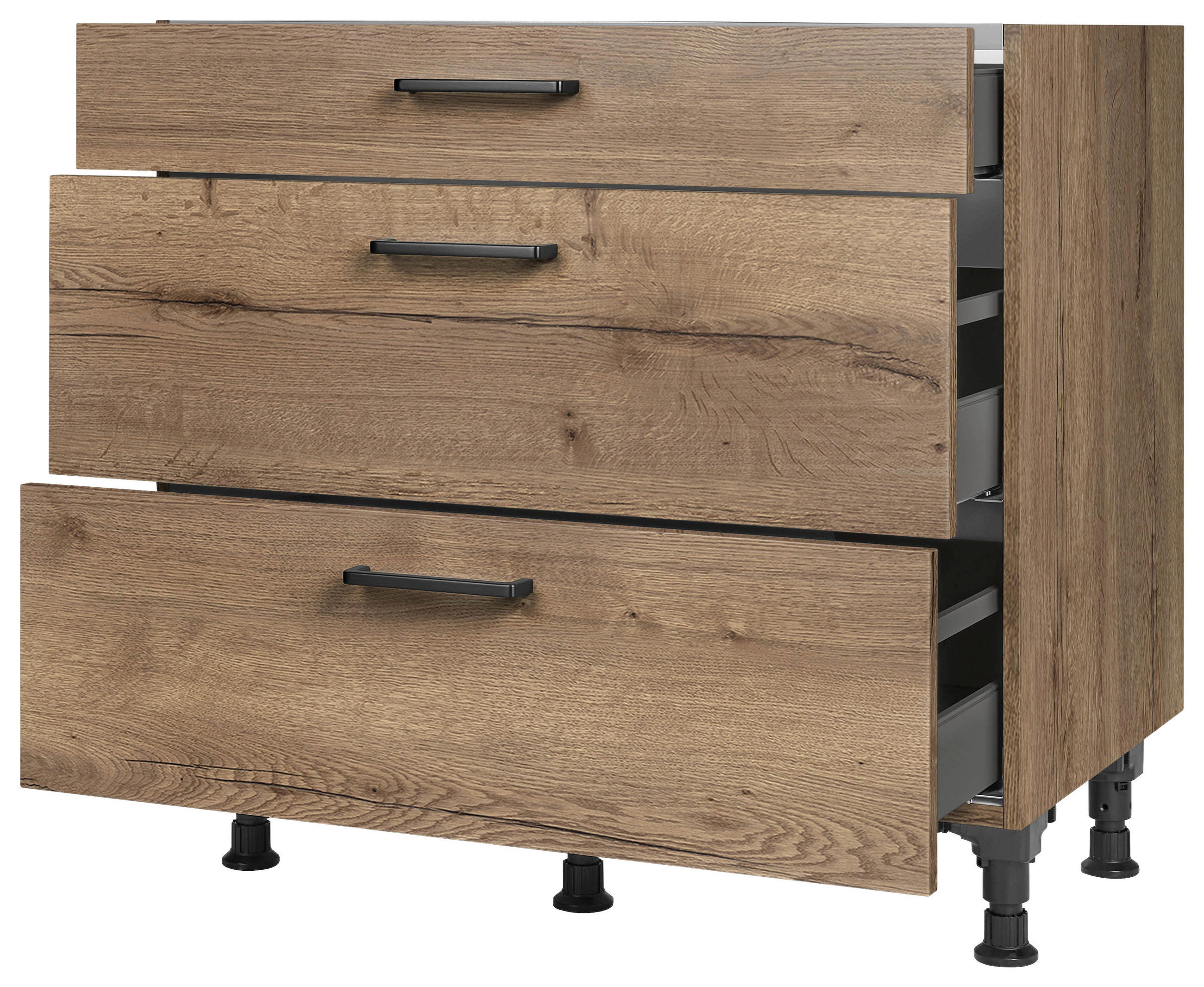 KOCHFELDUMBAUSCHRANK 90/87/56 cm  in Eiche dunkel  - Eiche dunkel/Schwarz, MODERN, Holzwerkstoff/Metall (90/87/56cm) - Nobilia