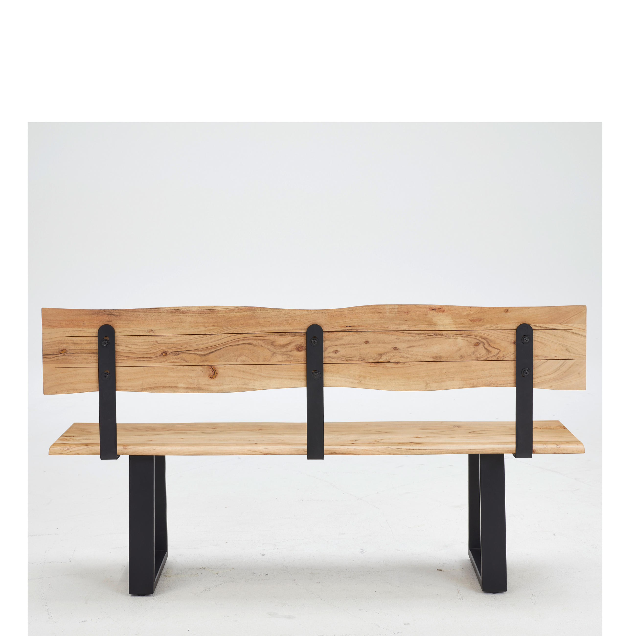 SEDACÍ LAVICE, akácie, černá, barvy akácie - černá/barvy akácie, Natur, kov/dřevo (180/85/50cm) - Livetastic