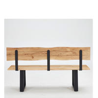 SITZBANK 180/85/50 cm Schwarz, Akaziefarben Akazie vollmassiv  - Schwarz/Akaziefarben, Natur, Holz/Metall (180/85/50cm) - Livetastic