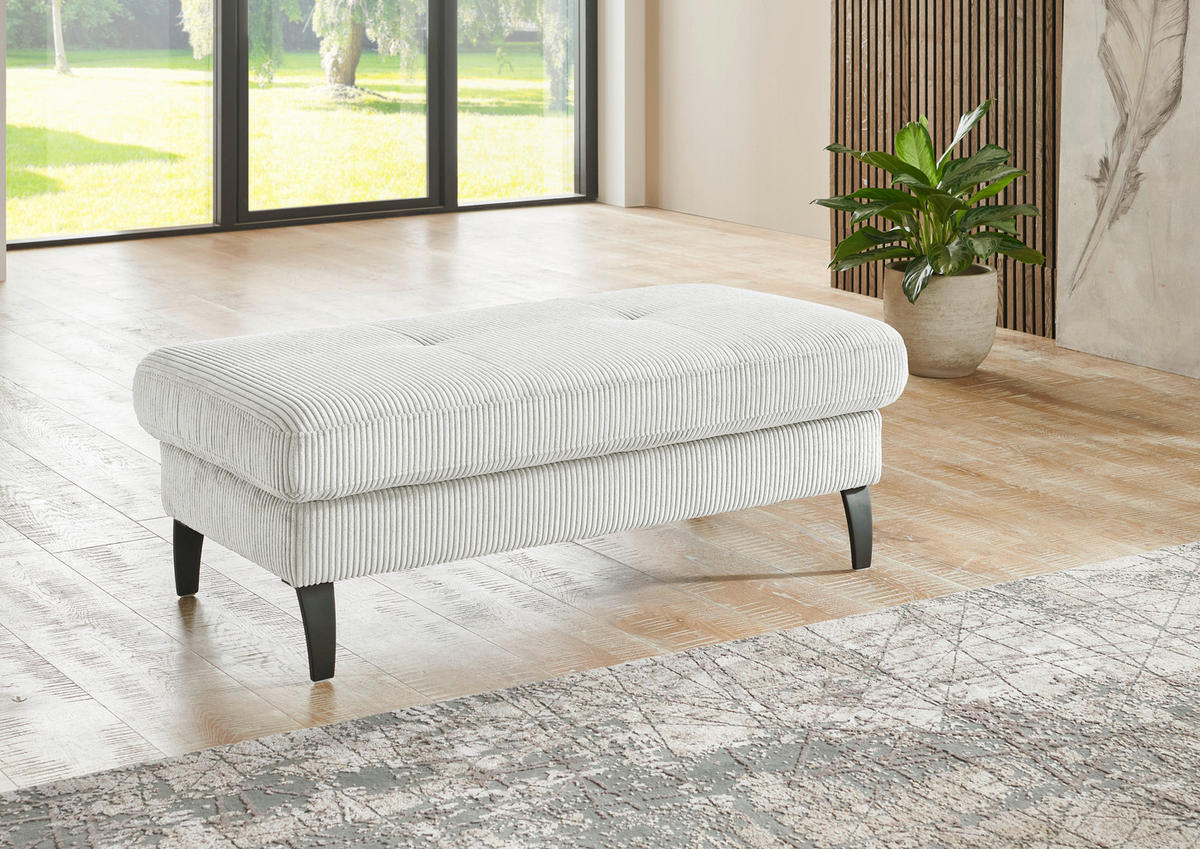 HOCKER in Textil Creme  - Creme/Schwarz, Modern, Textil/Metall (130/45/67cm) - Beldomo Style