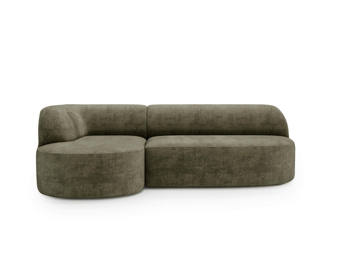 ECKSOFA Chenille Grün  - Schwarz/Grün, Design, Kunststoff/Textil (156/218cm) - Livetastic