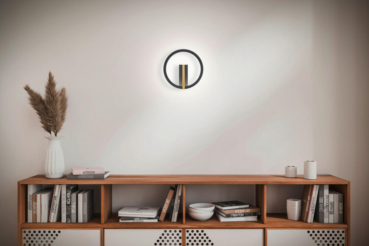 LED-DECKENLEUCHTE Elara 45/15.5 cm   - Goldfarben/Schwarz, Design, Kunststoff/Metall (45/15.5cm) - Helestra