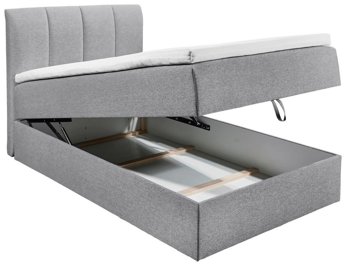 BOXSPRING-ÁGY 120/200 cm  szürke  - fekete/szürke, Basics, műanyag/textil (120/200cm) - MID.YOU