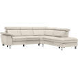 ECKSOFA in Flachgewebe, Mikrofaser Ecru  - Ecru/Beige, Design, Textil/Metall (271/242cm) - Cantus