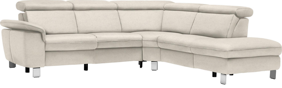 CANAPÉ D'ANGLE in Flachgewebe, Mikrofaser Ecru  - Ecru/Beige, Design, Textil/Metall (271/239cm) - Cantus