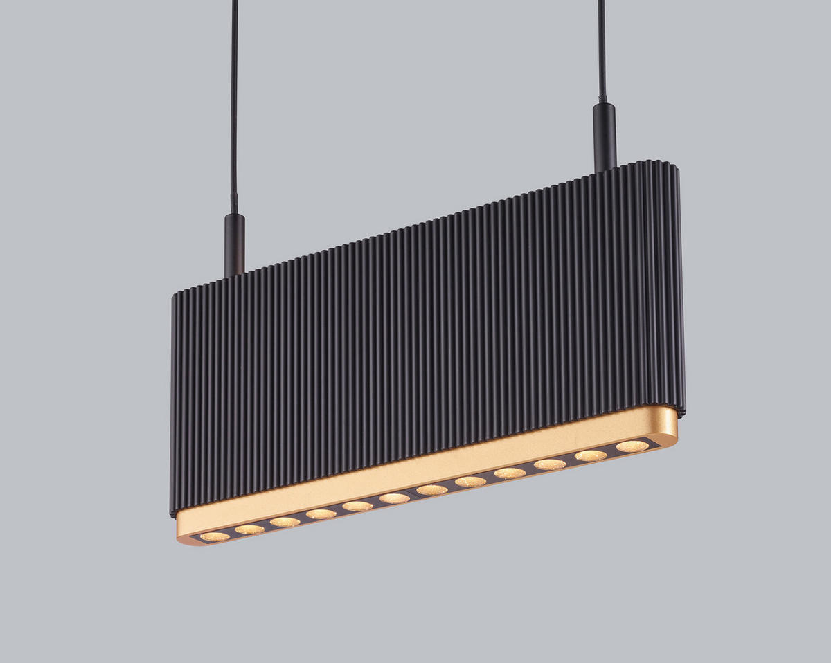 LED-HÄNGELEUCHTE Kobe 130/4,5/20-210 cm  - Goldfarben/Schwarz, Design, Metall (130/4,5/20-210cm) - Helestra