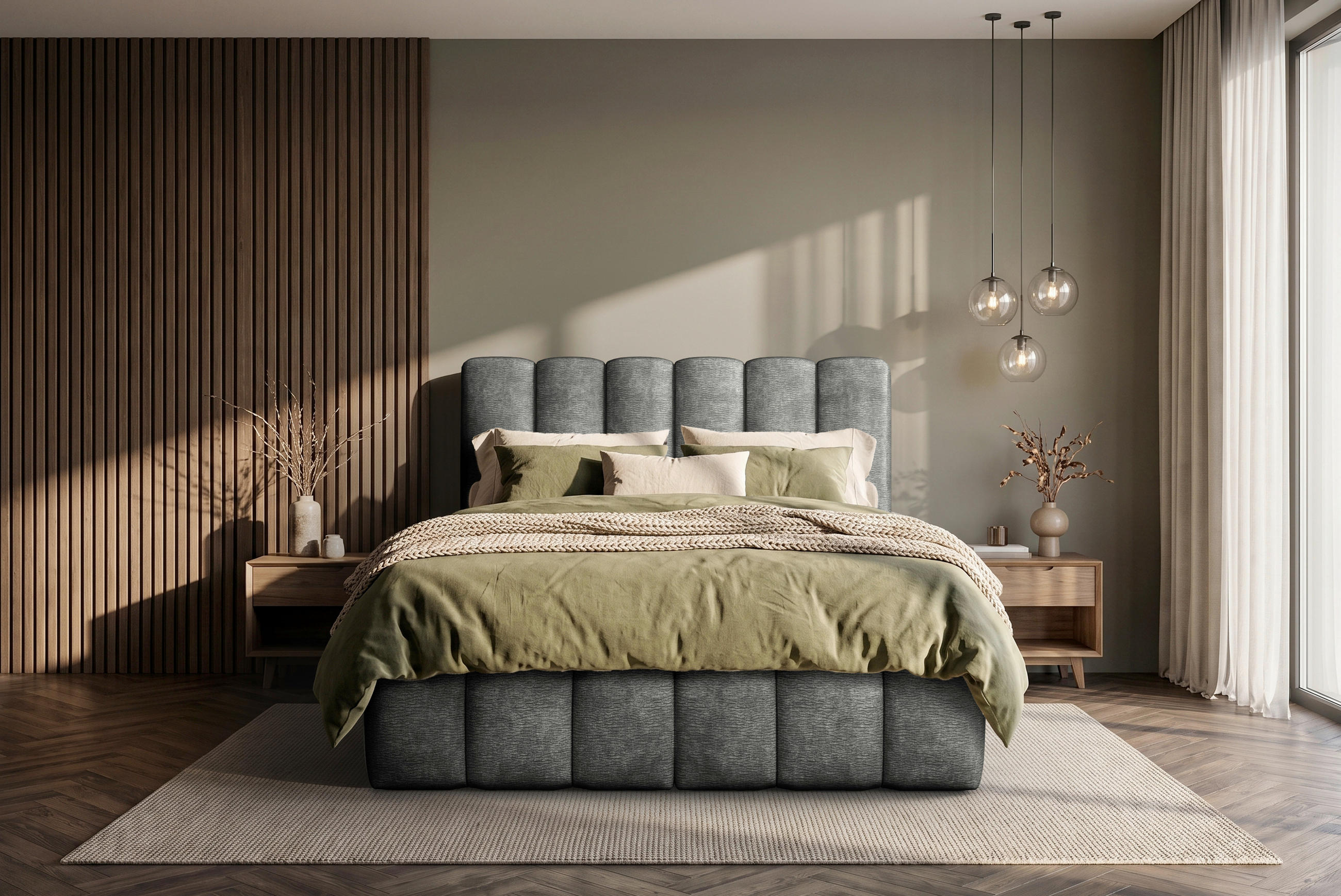 BOXSPRINGBETT 180/200 cm,  in Graphitfarben, Matratze, H3 + H4 = fest + sehr fest  - Schwarz/Graphitfarben, Modern, Holz/Holzwerkstoff (180/200cm) - MID.YOU