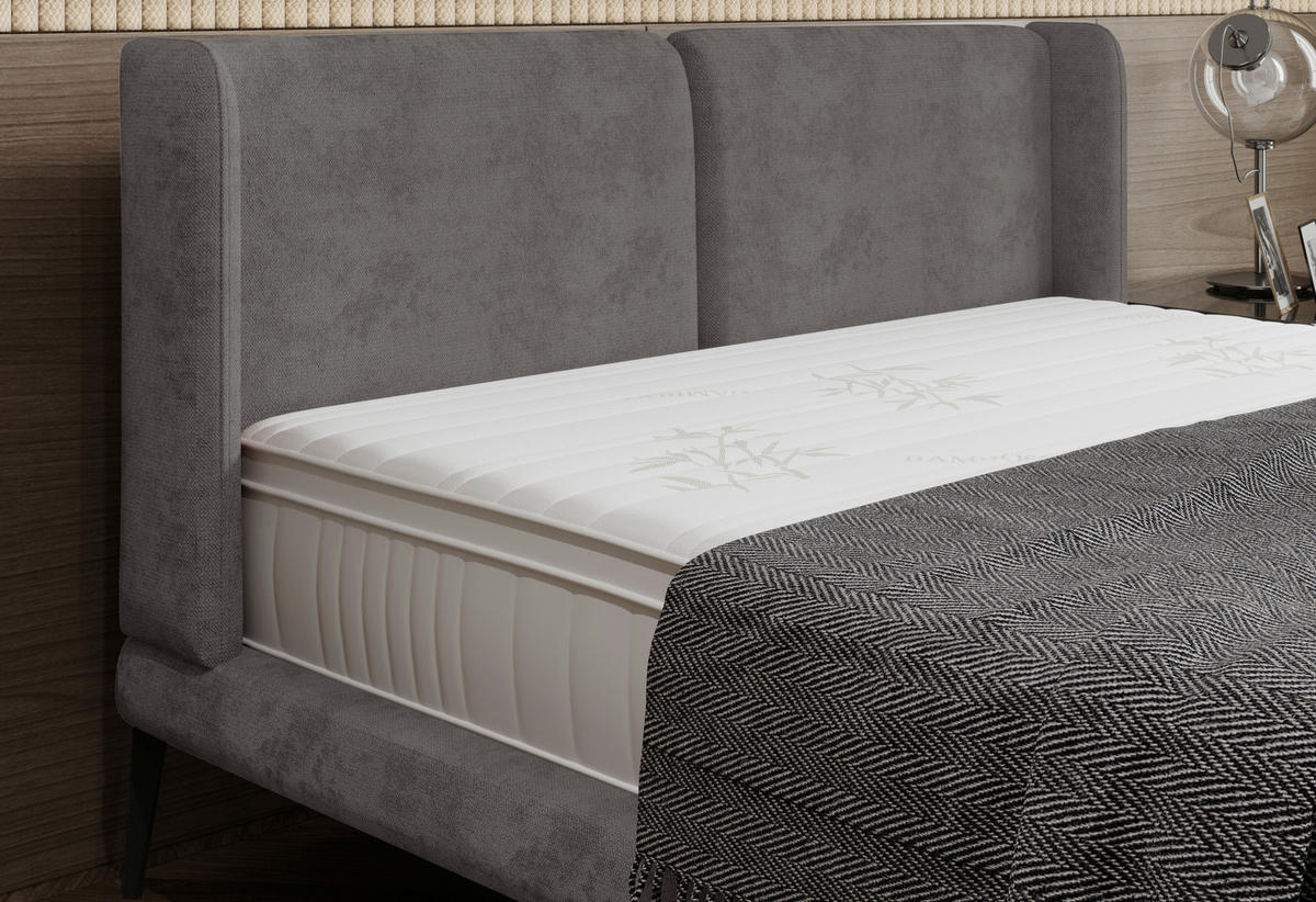 KÁRPITOZOTT ÁGY 180/200 cm  sötétszürke  - fekete/sötétszürke, Modern, textil/fém (180/200cm) - Livetastic