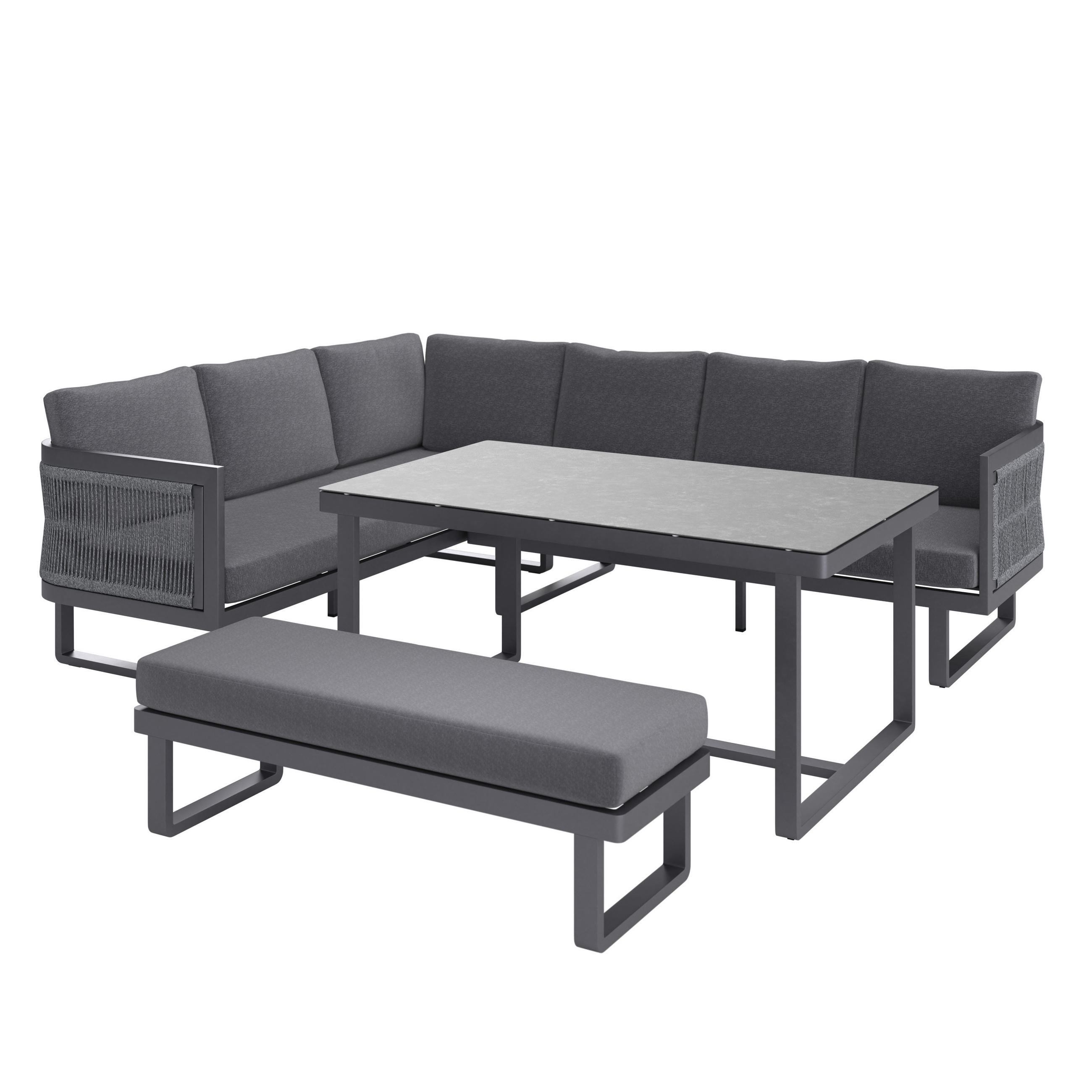 VRTNA GARNITURA   metal, plastika, staklo, tekstil  antracit  - antracit, Moderno, staklo/metal (190/240cm) - Ambia Garden