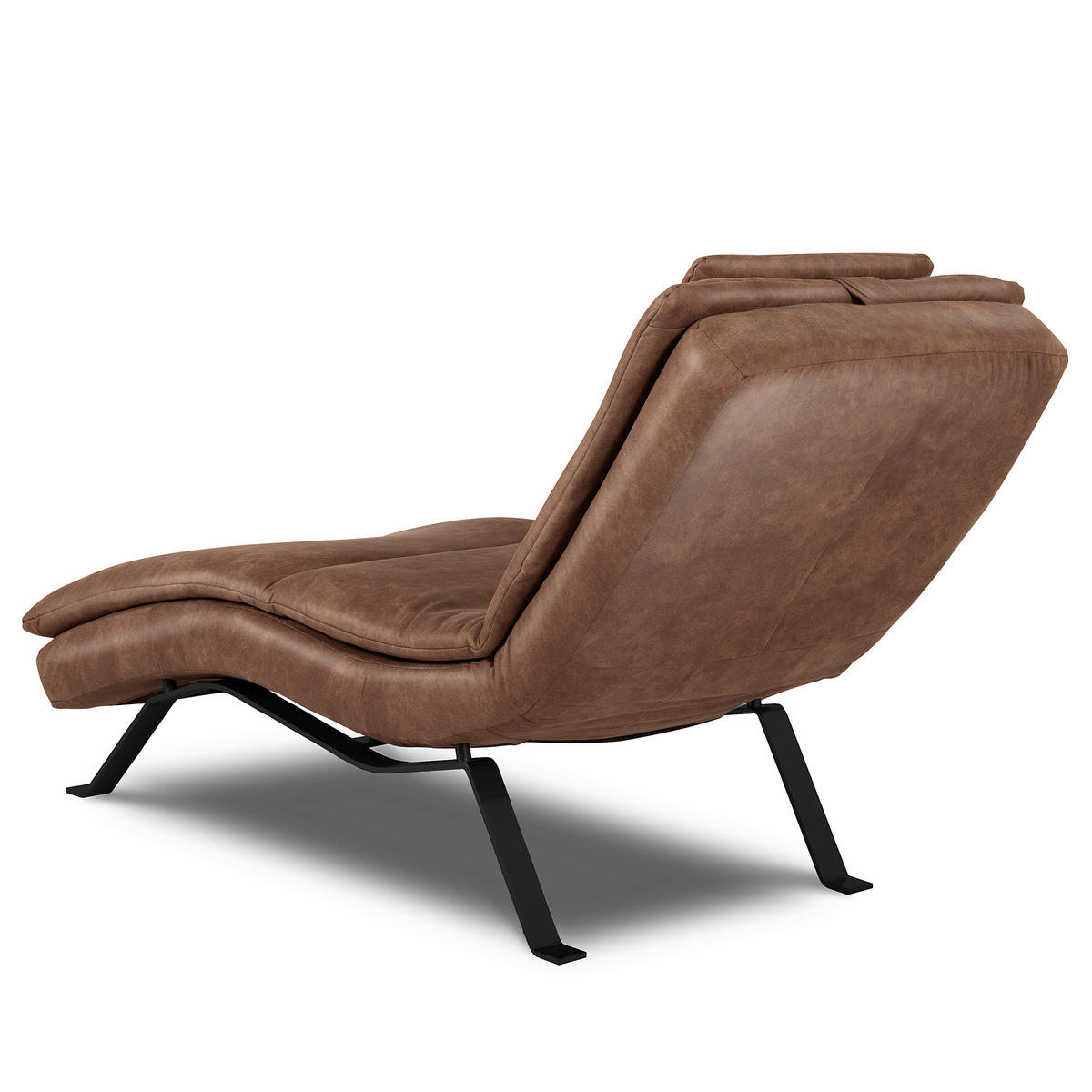 RELAXLIEGE in Echtleder Braun  - Schwarz/Braun, Design, Leder/Metall (65/95/171cm) - Celina Home