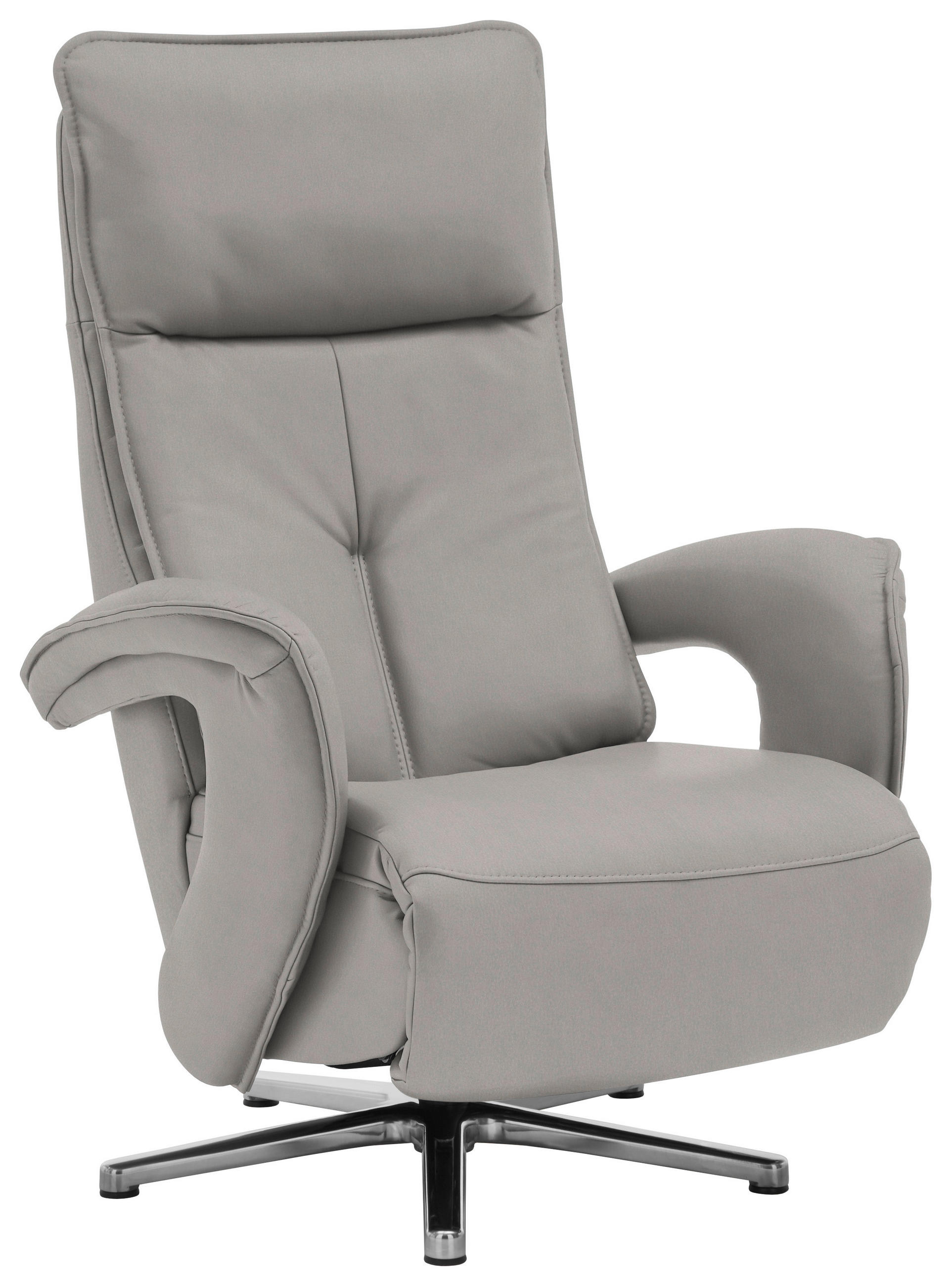 RELAXSESSEL in Leder Silberfarben  - Chromfarben/Silberfarben, Design, Leder/Metall (77/110/87cm) - Valdera