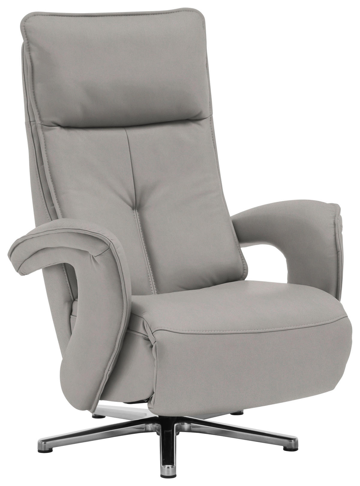 RELAXSESSEL in Leder Silberfarben  - Chromfarben/Silberfarben, Design, Leder/Metall (77/110/87cm) - Valdera